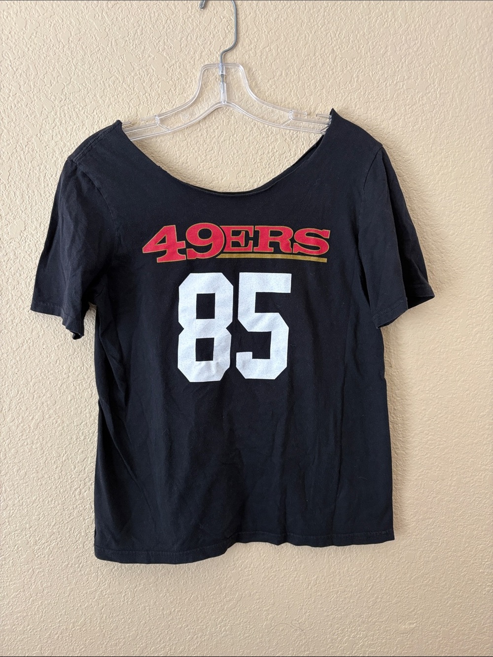 Black Off the Shoulder Women's George Kittle 49er Tee